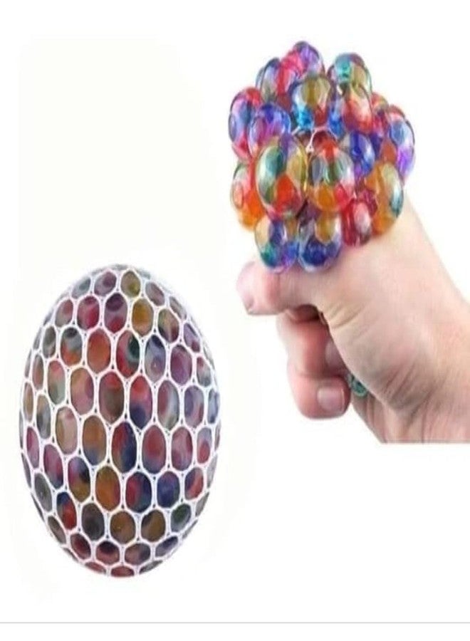 YOOKO® (Pack of 1) Rainbow Mesh Stress Ball, Sensory Squeeze Toy for Kids and Adults, Colourfull Squishy Ball - Image 1